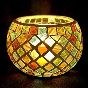 Colorful Mosaic Stained Glass Candle Holder (Bundle if spending $25+ for free)